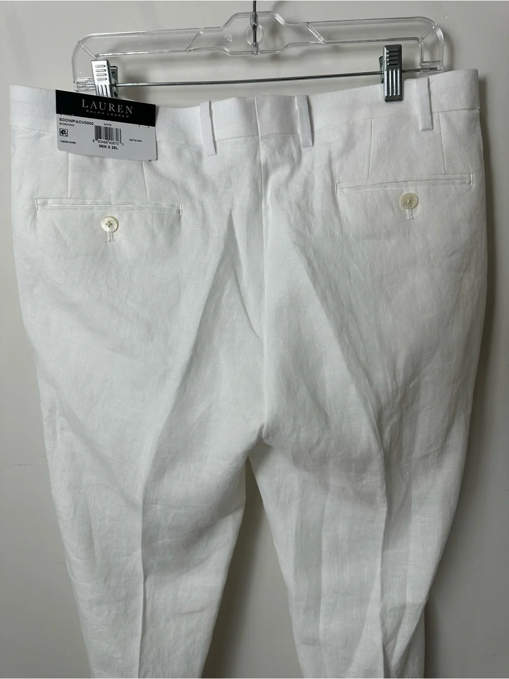 Lauren by Ralph Lauren Edgewood White Men's Linen Pants - 36x29